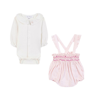 Pale Pink Baby Overall Short Set