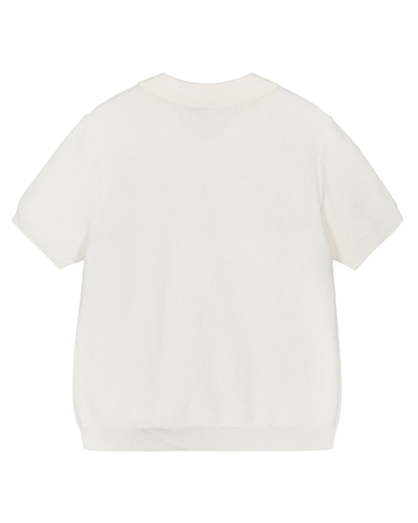 Cream Jacquard Eagle Polo