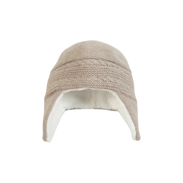 Beige Marled Cableknit Hat
