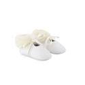 White Leather Fur Trim Baby Mary Janes