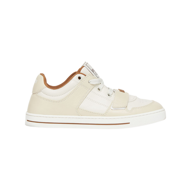 Cream White Unisex Logo Velcro Lace Up Sneaker