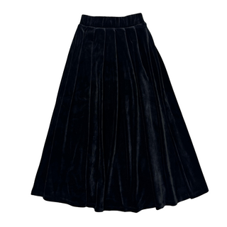 Black Velour Pleated Maxi Skirt