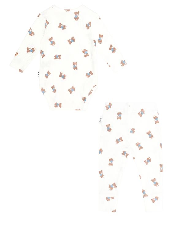 White with Blue Bow Hux Ensemble
