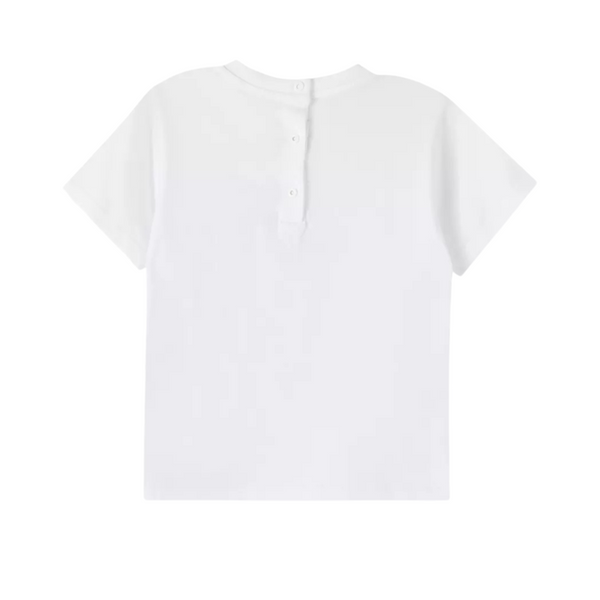 White Embroidered Cursive Logo Tee