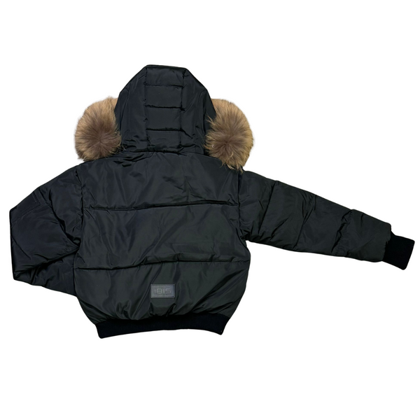 Highline Black Teen Bomber with Fur