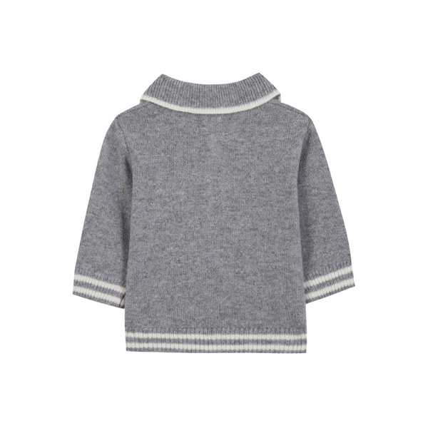 Gray Baby Collared Half Button Sweater
