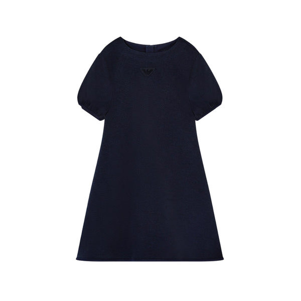 Navy Puff Sleeves Dress
