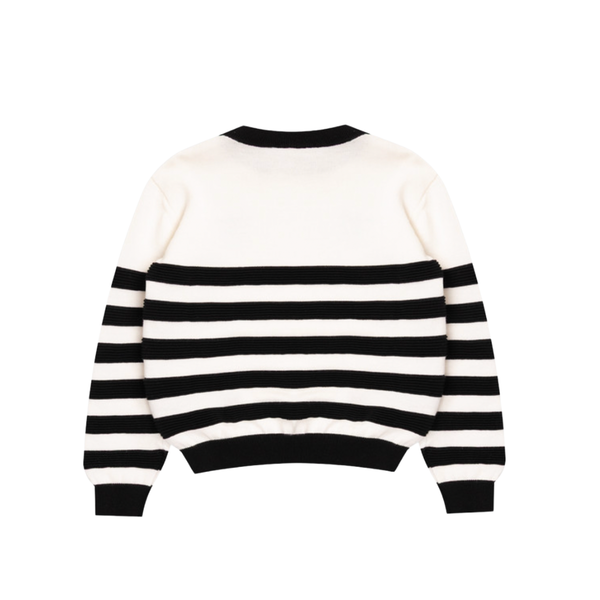 White and Black Striped Sweater
