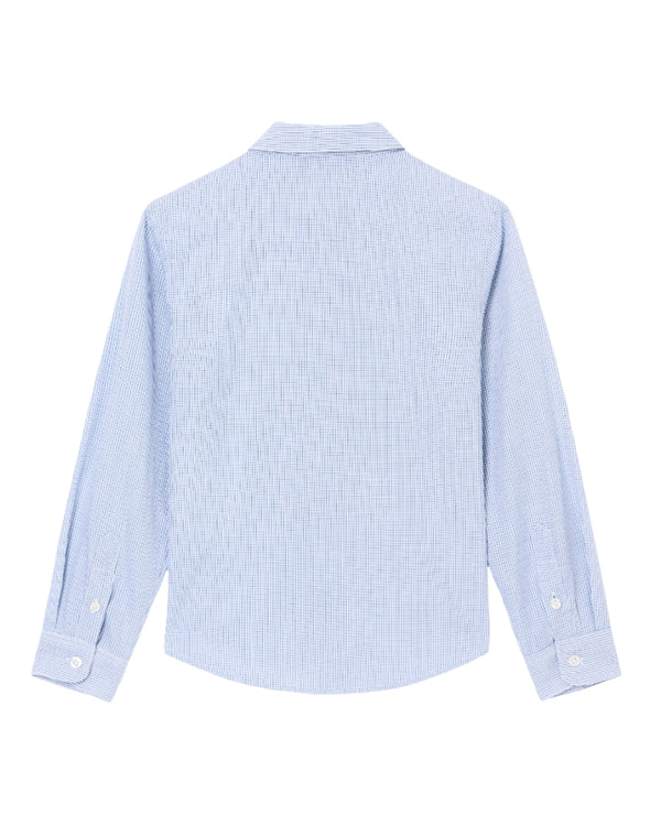 Blue and White Check Button Down Shirt