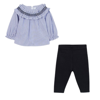 Blue and White Striped Chambray Ensemble