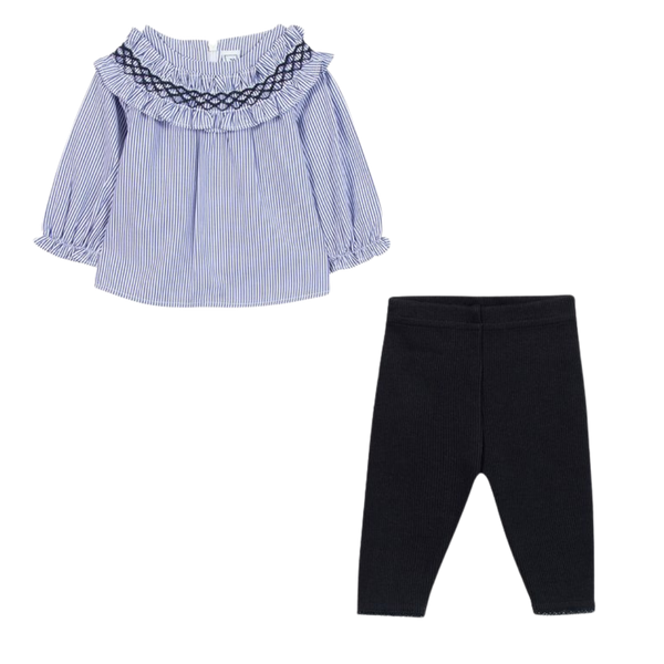Blue and White Striped Chambray Ensemble