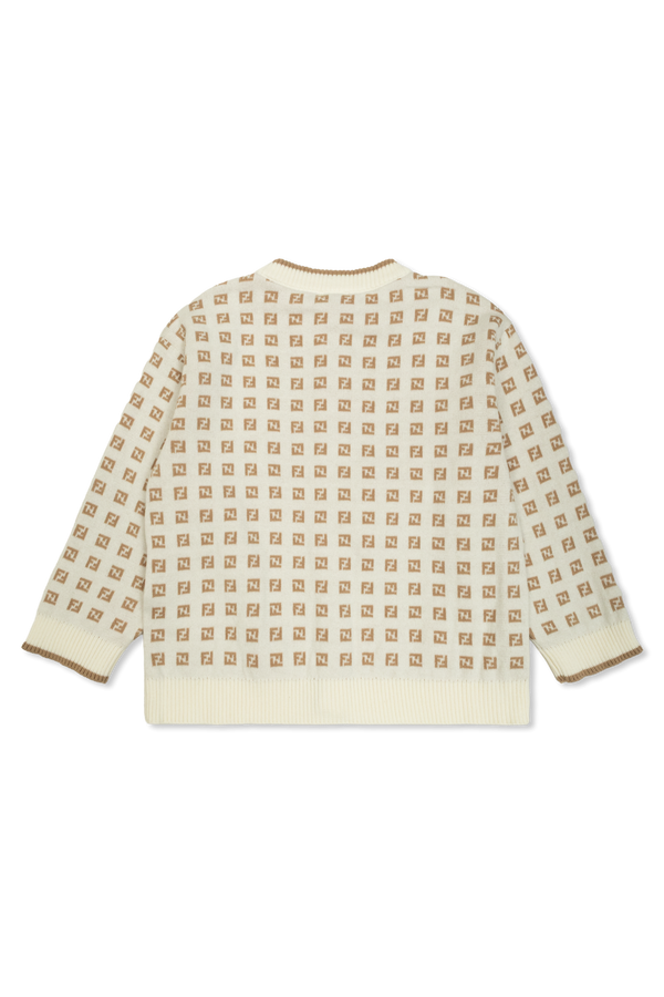 Beige with White FF Knit Cardigan