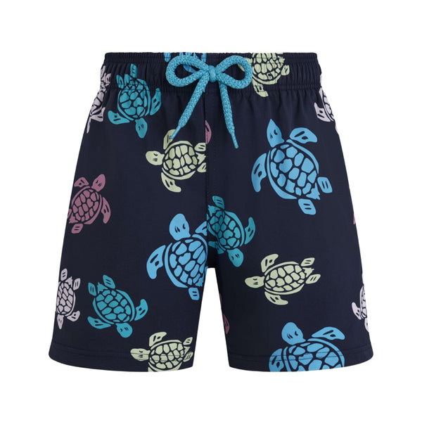 Navy with Multicolor Tortoise Swim Trunks