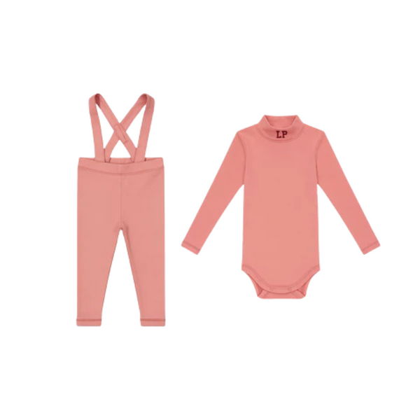 Pink LP Mockneck and Overalls Set