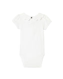 White Baby Coeur Scallop Collar Onesie
