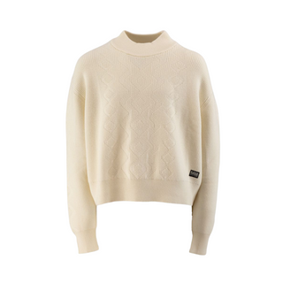 White Knit Oversized Fit Mock Neck Sweater