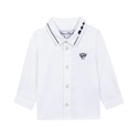 White with Navy Detail Baby Collared Shirt