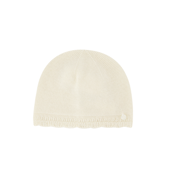 Ivory Scallop Knit Hat