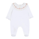 White Velour Flower Collar Footie