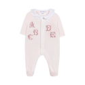 Pale Pink Embroidered A B C Footie
