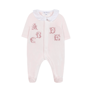 Pale Pink Embroidered A B C Footie