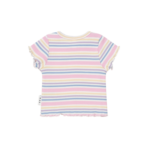 Multicolor Rainbow Stripe Ribbed Tee