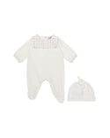 Ivory & Beige Logo Footie & Hat Set