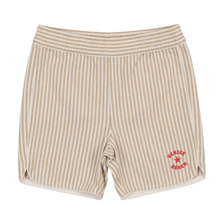 Tan Striped Biker Shorts