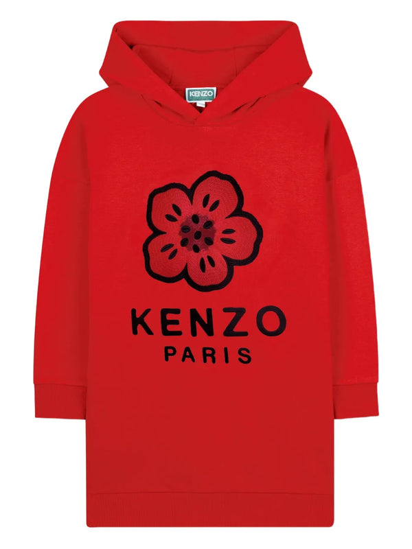 Dark Red Logo Hoodie Sweatshirt Dress