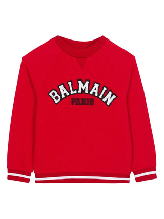 Red Balmain Varsity Crewneck