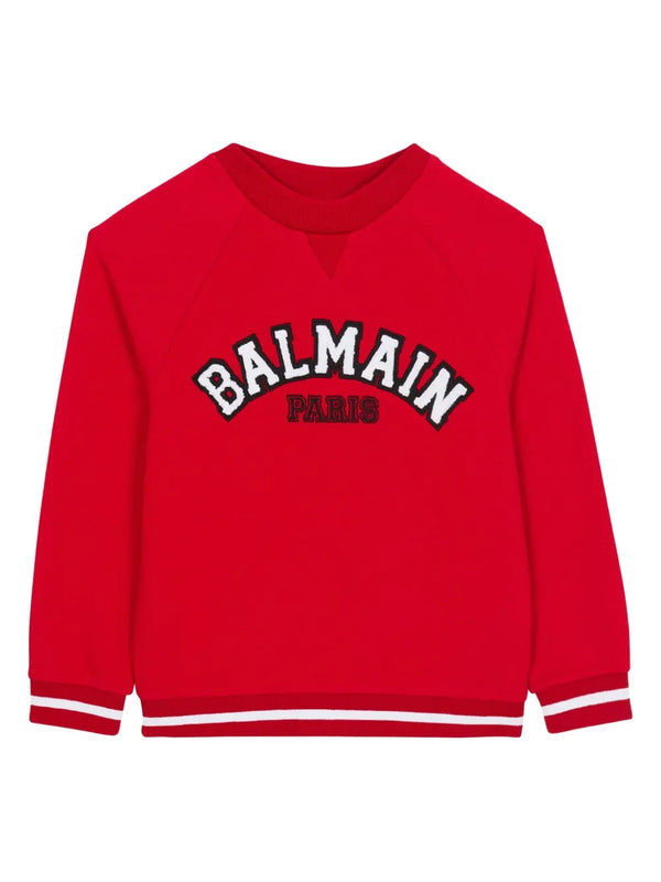 Red Balmain Varsity Crewneck