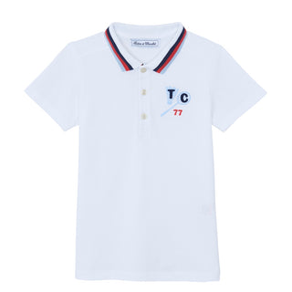White with Red and Blue Trim Polo