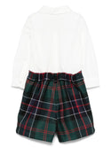 Green Baby Shirt and Plaid Detachable Shorts Set