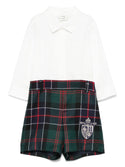 Green Baby Shirt and Plaid Detachable Shorts Set