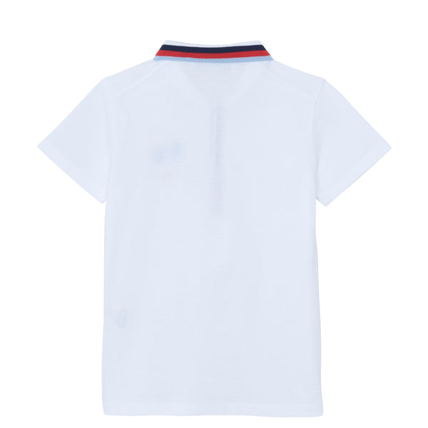 White with Red and Blue Trim Polo
