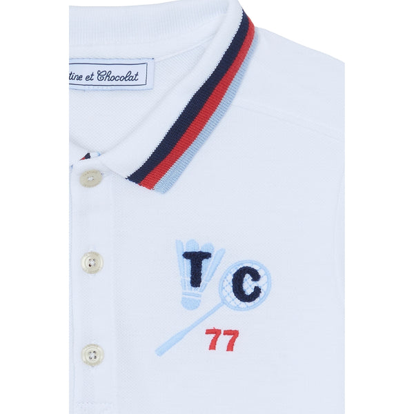 White with Red and Blue Trim Polo