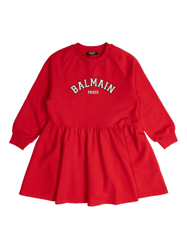 Red Balmain Varsity Dress
