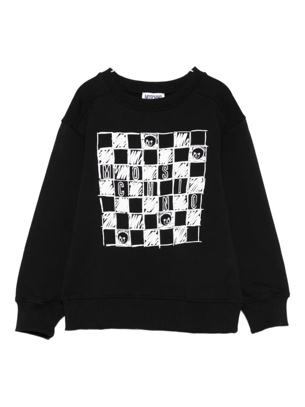 Black Checkerboard Logo Crewneck