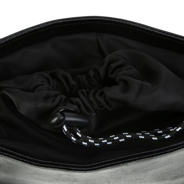 Black Shiny Logo Shoulder Bag