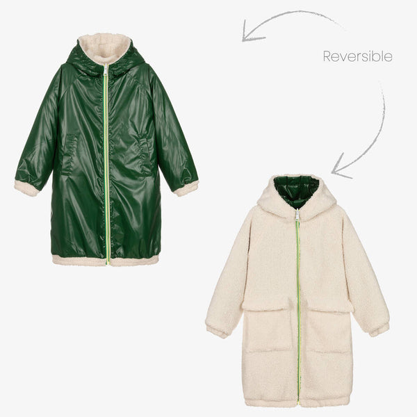 Green Ivory Reversible Circle Logo Sherpa Parka