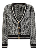 Black and White Allover Print Cardigan