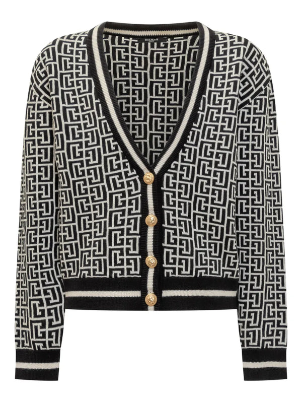 Black and White Allover Print Cardigan