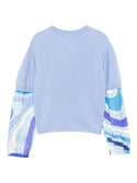 Blue Printed Sleeve Sweater