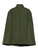 Green Wool Button Cape