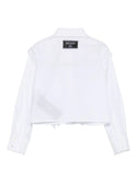 White Ruffle Button Blouse