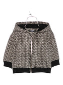 Black Zip Up Allover Print Hoodie