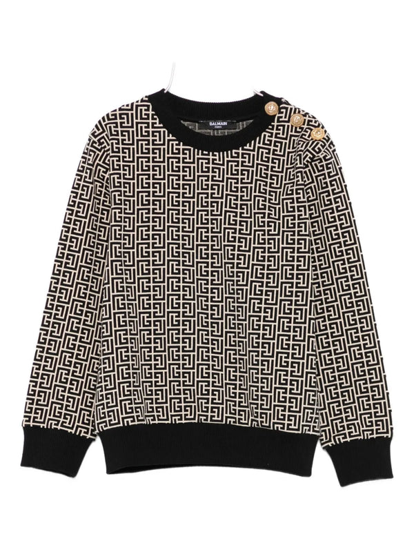 Black and White Allover Logo Crewneck