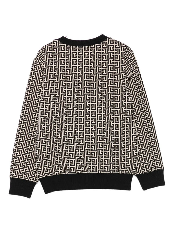 Black and White Allover Logo Crewneck