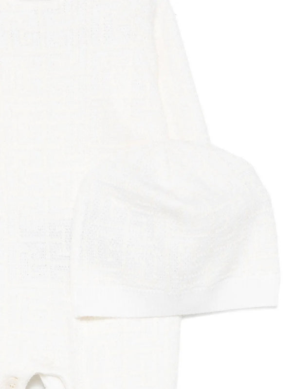 White Allover Logo Knitted Footie and Hat