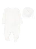 White Allover Logo Knitted Footie and Hat